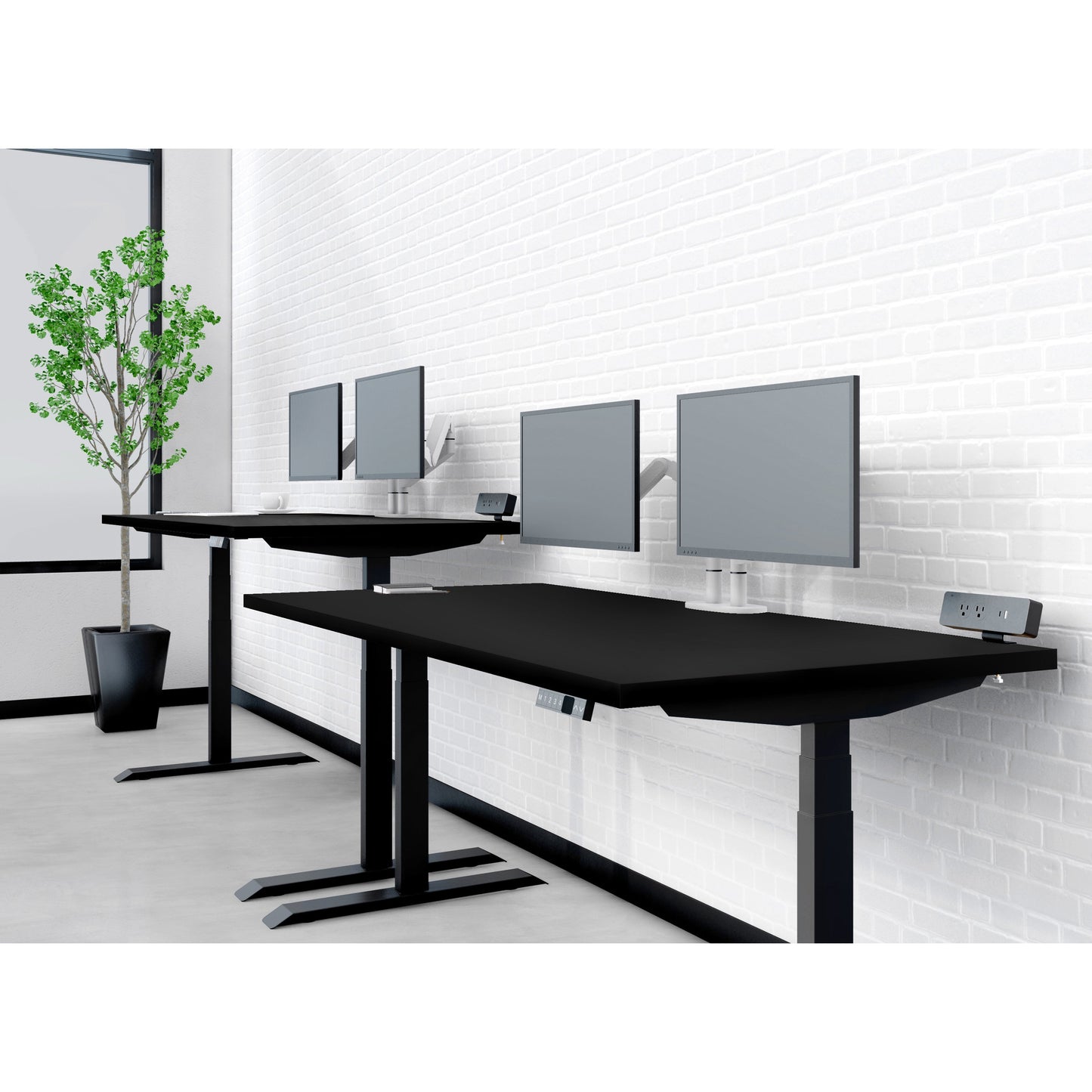 60 Black Adjustable Height Desk with Electric Motor