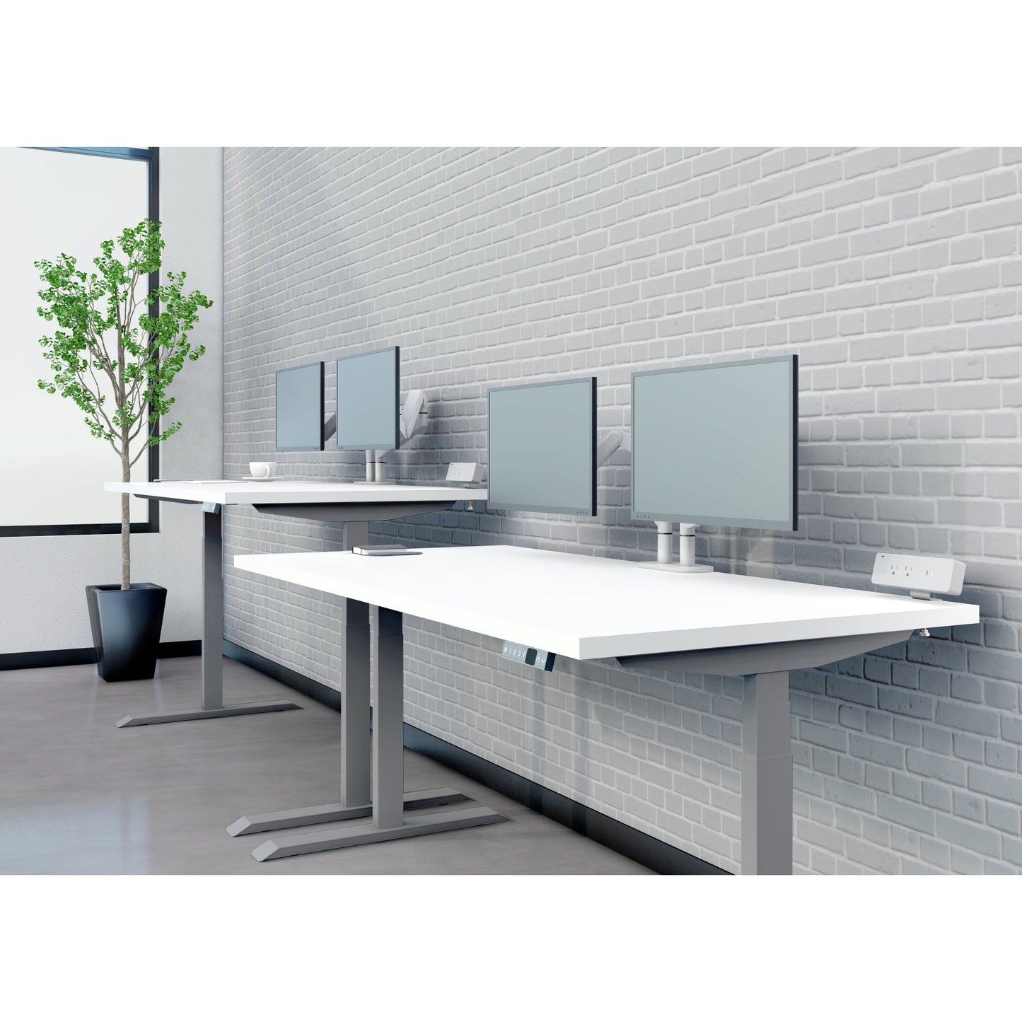 48 White Adjustable Height Desk with Broad Base